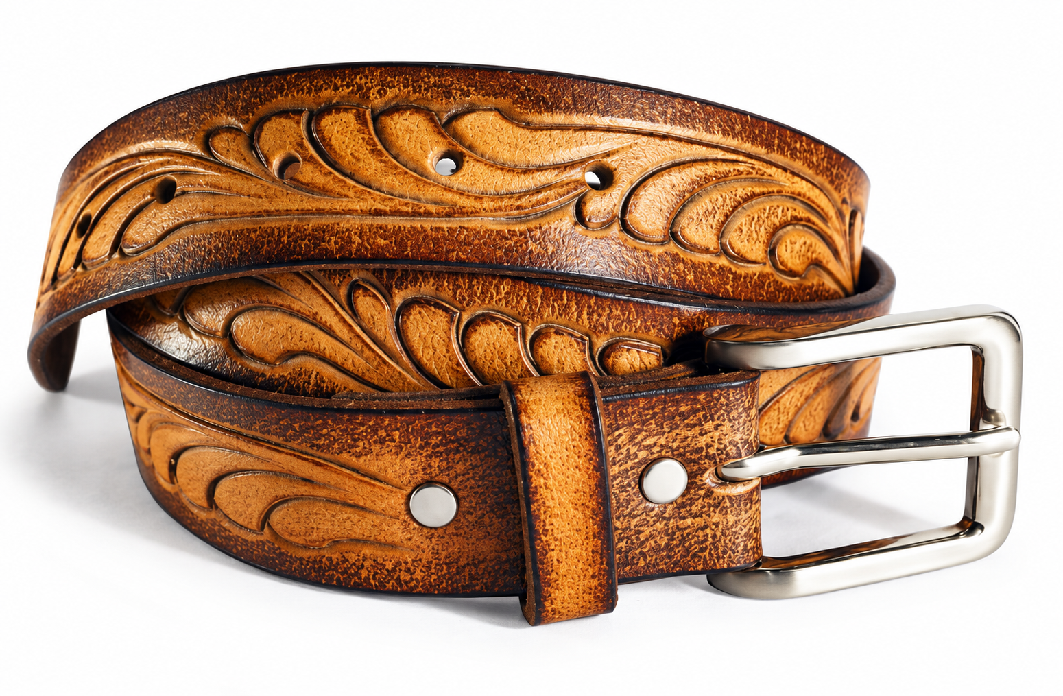 Sunburst Floral Saddle Tan Belt